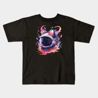 Black Cat in Spacesuit Kids T-Shirt